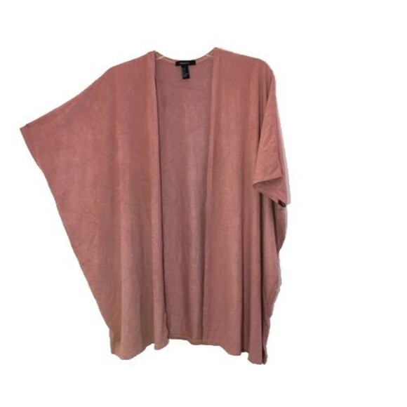 FOREVER 21 S M Vegan Suede Washable Kimono Tunic Open Top Raglan Duster Neutral - Picture 7 of 7